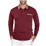 Chejarity Herren Poloshirt Langarm Weiches Polohemd Freizeit Polo Wintershirts mit Polokragen Unifarben Oberteil Langarmshirt mit B