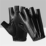 EMFGJ Punk Fingerlose Fahrhandschuhe PU-Leder Halbfinger-Handschuhe Modische Fahrradhandschuhe für Männer und Frauen,Stil 1