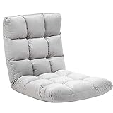 HOMCOM Bodenstuhl 3-in-1 Klappbar Bodensessel mit Rückenlehne 13 Positionen Verstellbare Klappliege Sitzkissen Grau Metall Schaumstoff 55 x 71 x 53,5