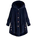 Aukbays Winterjacke Damen, PlüSchjacke Damen Teddy, Fleecejacke Damen Mit Kapuze, Winterjacke Damen Kurz Dicker Warm Bequem Slim Jacke Übergangsjacke Herbst Elegant Einfarbig Winter Kapuzenjack