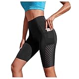 BOTCAM Damen Kurze Leggings, High Waist Po Lifting Kurze Sporthose Blickdicht Radlerhose Cross Waist Workout Shorts Fitness Yoga Atmungsaktive Laufshorts Training Gym Yoga Sommer Sport S