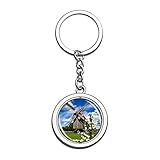 Deutschland Windmühle Jena Thüringen Schlüsselanhänger Souvenir Spin Kristall Metall Edelstahl Kette Stadt Reise Geschenk