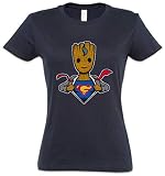 Urban Backwoods Super Groot Damen T-Shirt Blau Größe L