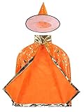 CHICTRY Halloween Kostüme Hexe Zauberer Umhang Cape mit Kragen und Hut für Kinder Hexen Cosplay Karneval Fasching Party Verkleidung Orange Einheitsgröß