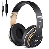 Kabellose Kopfhörer Over Ear, Bluetooth Wireless Kopfhörer HiFi Stereo Zusammenklappbarer Kabellos Headphone, Unterstützt die Micro SD/TF FM (für iPhone/Samsung/iPad/PC)