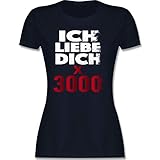 Nerd Geschenke - Ich Liebe Dich mal 3000 - S - Navy Blau - ich hab Dich lieb 3000 - L191 - Tailliertes Tshirt für Damen und Frauen T-S