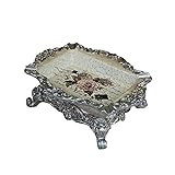LMPWHP Silber geprägte handbemalte Blume Harz Platz Aschenbecher Home Wohnzimmer Schlafzimmer Hotel Desktop Aufbewahrungsbox Dekoration Geschenk 24 * 20 * 9CM O