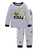 Schlafanzug Jungen Langarm Zweiteiliger Baumwolle Kinder Nachtwäsche Dinosaurier Bagger Feuerwehrauto Zug 92 98 104 110 116 122, Bagger, 122 (HerstellerGröße: 140)