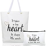 2 Stück Lehrer Wertschätzungsgeschenke Leinwand Lehrer Tasche Lustige Lehrer Tote Tasche mit Tasche Make-up Tasche für L