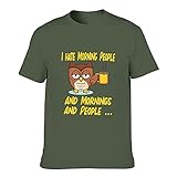 T-Shirt I Hate Morning Mode Bunt Athletic Shirts mit trockener Passform für Freund Freundin oder Familien Army Green XXL