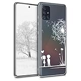 kwmobile Case kompatibel mit Samsung Galaxy A51 - Hülle Silikon transparent Pusteblume Love Weiß Transp