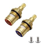 SRunDe 2Stück Wasserhahn Ventiloberteil Universal Ventil Oberteil Ersatz Metallhebel Keramik Patrone Bedienhebel Vierteldrehung Kartusche 1/2'Keramik Messing Wasserhahn Ventile Armaturen für Bad Kü