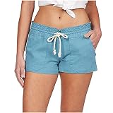 Damen Kurze Hose Sommer Shorts Casual Elastische Strandshorts Sommerhose Teenager Mädchen Shorts High Waist Einfarbig Baumwolle Leinen Freizeit Fitness Laufshorts Jogging