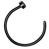 Piersando Fake Piercing Hoop Ring Clip On Klemmring für Septum Tragus Helix Nase Lippe Ohr Intim Nippel Brust Hufeisen Schwarz 1,0mm x 8