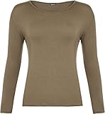 WearAll - Damen T-Shirt Langarm Top - Mokka - 40-42