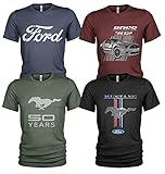 4er Pack Herren T-Shirt Ford Mustang mit Frontprint und Rundhalsausschnitt (S, Collection 4)