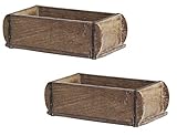 2 x Alte Ziegelform 32x15x9,5 cm Ein-Kammer Vintage Holzkiste mit Metallbeschlägenjede F