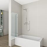 Duschwand für Badewannen,Duschabtrennung Sicherheitsglas hell Duschwand Duschabtrennung Nano Glas (mit Stabilisierungsstange-75x140cm)