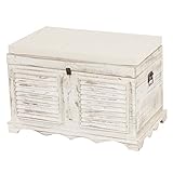 Mendler Holztruhe T356, Sitzbank Aufbewahrungstruhe, Shabby-Look Vintage 50x76x45cm - weiß