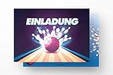 Friendly Fox Einladung Bowling Strike - 12 Einladungskarten Bowling zum Geburtstag Kinder Mädchen Junge Teenager - Einladung Kindergeburtstag - Kegel Geburtstagskarte - Bowling G