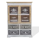 Rebecca Srl Sideboard Schrank 2 Türen 4 Schubladen Weiß Beige Retrò Küche Wohnzimmer (Code RE4479)