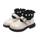 Stiefel für Mädchen Freizeitschuhe für Kinder Mode Warme Baumwollstiefel Perlendekoration Kinder Lederschuhe Prinzessin Stiefeletten R