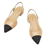 C.PARAVANO Slingback Flach Pumps I Slingback Pumps I Damen Slingback I Slingback Schwarz Damen I Pumps Damen I Slingback Pumps Damen I Flache Schuhe Knöchel Strap Sandalen (Größe 39, Beige)