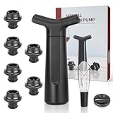MUSCCCM Silikon Wine weinverschluss mit 1 Weinpumpen 6 Vakuum flaschenverschluss und 1 Ausgießer 1 Zinnfolien-Messer für Wein,Champagner Familie und F