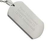 Hanessa Dog Tag Kette mit Gravur - Personalisierte Gravierte Kette mit Edelstahl Erkennungsmarke - Herren Militär Dogtag Kette - Silb