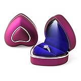 Rolin Roly Ring Box mit LED Licht Herzform Samt Ring Schachtel Velvet Geschenkbox FÜR Ring Schmuckschatullen Vorschlagen Ringkasten für Hochzeit Verlobungsring (Purple Heart Ring Box)