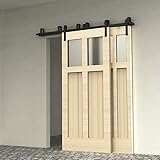 8FT/243cm Schiebetürbeschlag Set, Laufschienen für Schiebetüren Hängeschiene Schiebetürsystem Laufschiene Tür Hardware Bypass Kit, Sliding Door Hardware Bypass 2 D