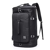 Sport Rucksack Backpack Reisentasch 40L Duffels Bag Sporttasche Turnhalle, Große Wasserdicht mit Schuhfach Fächer Laptop 15.6', Handtasche Multipockets, Canvas Tasche Sport Reisen Weekend (Schwarz)