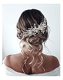 Unicra Kopfschmuck Haarschmuck Braut Hochzeit Perlen Strass Damen Mädchen (Silber)