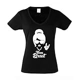 Damen V-Ausschnitt-Shirt Team Braut Rock N' Roll Junggesellinnenabschied, schwarz-Weiss, M