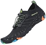 Tmaza Badeschuhe Herren Schwimmschuhe Wasserschuhe Damen Strandschuhe Aquaschuhe Surfschuhe Barfuß Wassersport Schuhe,Schwarz 44 EU