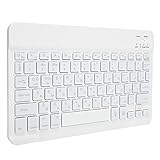 Drahtlose -Tastatur, 10 Zoll wasserdichte drahtlose Tastatur RGB-Hintergrundbeleuchtung für Tablet für Telefon(Weiß, Russisch)