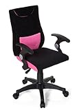 hjh Office 670450 Kinderschreibtischstuhl KIDDY PRO AL Stoff Schwarz/Pink ergonomischer Kinderdrehstuhl Bürostuhl, höhenverstellb