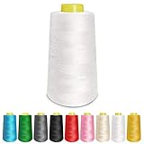 Maxee 3000 Yard(2743 Meter) Polyester Nähgarn Rollen(Weiß) für Hand und Nähmaschinen, Universal Nähgarn Nähmaschinengarn, Overlockgarn, Nähseide für Nähmaschine, Starker und Langlebiger N