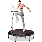 Outify 40 Zoll Faltbares Fitness Trampoline mit verstellbarem Schaumstoffgriff und Sicherheitspolster, Mini Trampoline mit Tragetasche für Kinder Erwachsene Indoor/Garten Trainieren, Max Last 330 lb