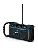 UEME Baustellenradio DAB+ DAB FM Radio, Digitalradio mit Bluetooth und Wecker und Dimmer, Robustes DAB Plus Radios DB-322 (Blau)