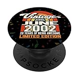 20 Years of Being Awesome Born June 2002 Retro 20. Geburtstag PopSockets mit austauschbarem PopGrip