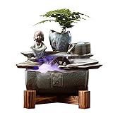 Zimmerbrunnen Keramische Innentisch-Brunnen-Brunnen innen innen Schreibtisch Wasserfunktion für Büroschlafzimmer Esszimmer Badezimmer und Küche 12 Zoll groß Brunnen Wasserfall mit Pump