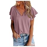 Dasongff T-Shirt Oberteile Damen Shirt Sexy V-Ausschnitt Sommertop Oberteil für Damen Tops Kurzarm Sommer Beiläufiges Tshirt Hemd Freizeit Tees Blusentops Longbluse Tunika Damenbluse Sw