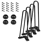 Keyohome 4 Stück Haarnadel Tischbein, DIY Metall Hairpin Möbelfüße, Perfekt für Schrank, Kleiderschrank, TV-Schränke, Schubladen, Nachttisch - mit Bodenschutzvorrichtungen und Schrauben(30 cm)