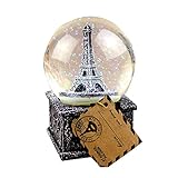 Lurrose Eiffelturm Schneekugel Retro Musik Kristallbox mit Schneeflocke Figur Ornament Dekoration für Hochzeit Geburtstag Souvenirs Sammlung Zufällige Farbe ohne B