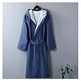 GHYUB Spa-Bademantel，Hotelbademantel, Außen 100% Baumwolle, Innen Plüsch, Bequemer Bademantel (Color : Blue, Size : S)