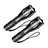 COSITA Taktische LED-Taschenlampe, superhelle Taschenlampen mit 5 Modi, zoombar, IP65 wasserdicht, Handlicht, leistungsstark, für Camping, Outdoor, Notfälle, Alltag (2 Stück)