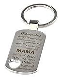 Schlüsselanhänger mit Herzauschnitt und Gravur'Eigenschaften einer Mama' - Chrom - Geschenk - Mutter - Mama - Muttertag oder als Geschenk zu Weihnachten …