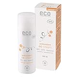 eco cosmetics Bio CC Cream, Tagescreme getönt mit OPC, Q10 und Hyaluronsäure, vegane Anti Faltencreme, LSF 50, 1x 50ml (hell)