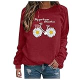 Oberteile Damen Langarm Elegant drachenzähmen leicht gemacht Sommer Sportshirt Sommer top Damen bunt sexy only t-Shirt (Red M)